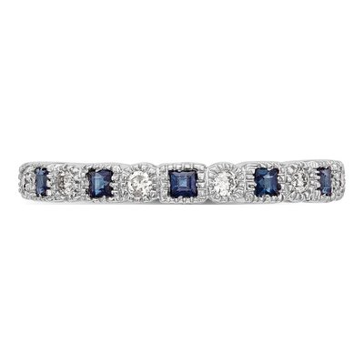 10K White Gold 1/10 ct tw Sapphire & Diamond Wedding Band – view 4