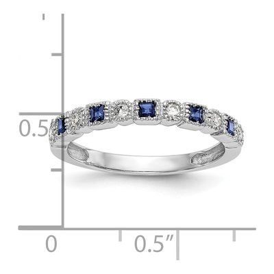 10K White Gold 1/10 ct tw Sapphire & Diamond Wedding Band – view 5