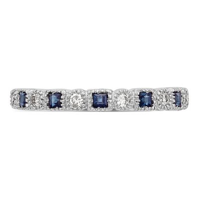 14K White Gold 1/10 ct tw Sapphire & Diamond Wedding Band – view 5