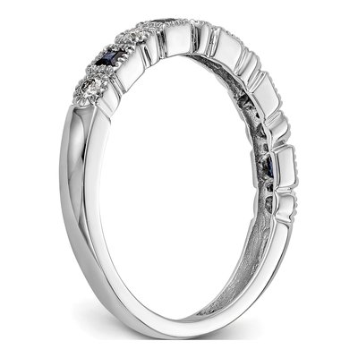 14K White Gold 1/10 ct tw Sapphire & Diamond Wedding Band – view 7