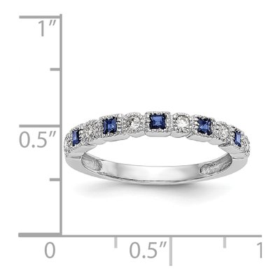 14K White Gold 1/10 ct tw Sapphire & Diamond Wedding Band – view 8
