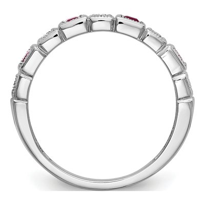 14K White Gold 1/10 ct tw Ruby & Diamond Wedding Band – view 3
