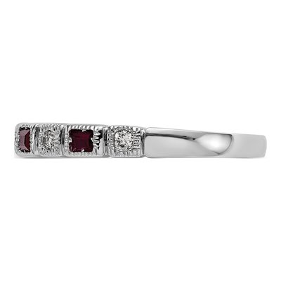 14K White Gold 1/10 ct tw Ruby & Diamond Wedding Band – view 4