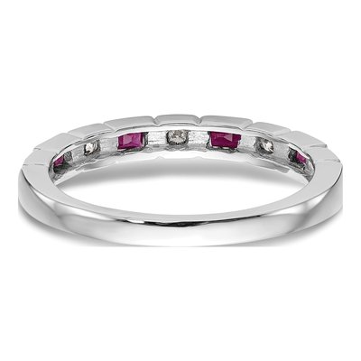 14K White Gold 1/10 ct tw Ruby & Diamond Wedding Band – view 6