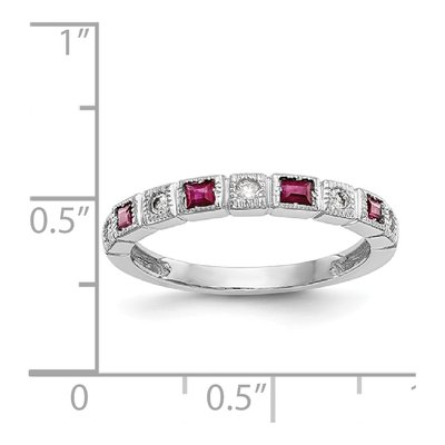 14K White Gold 1/10 ct tw Ruby & Diamond Wedding Band – view 8