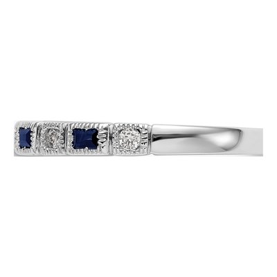 10K White Gold 1/10 ct tw Sapphire & Diamond Wedding Band – view 3