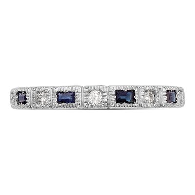 10K White Gold 1/10 ct tw Sapphire & Diamond Wedding Band – view 4