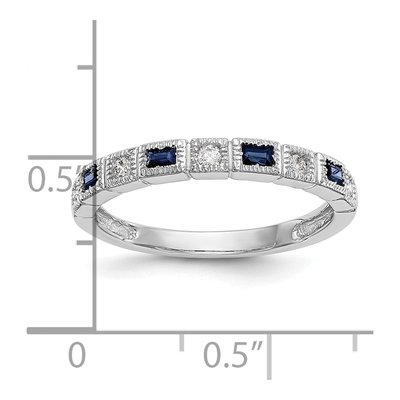 10K White Gold 1/10 ct tw Sapphire & Diamond Wedding Band – view 5