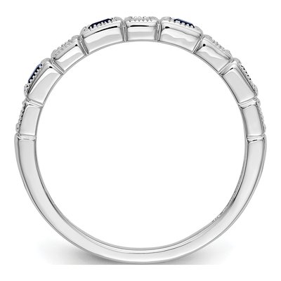 14K White Gold 1/10 ct tw Sapphire & Diamond Baguette Wedding Band – view 3