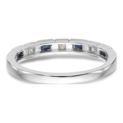 14K White Gold 1/10 ct tw Sapphire & Diamond Baguette Wedding Band – view 6
