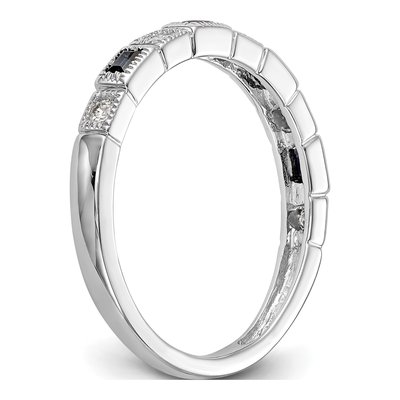 14K White Gold 1/10 ct tw Sapphire & Diamond Baguette Wedding Band – view 7