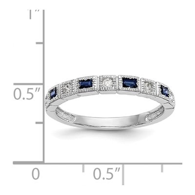 14K White Gold 1/10 ct tw Sapphire & Diamond Baguette Wedding Band – view 8