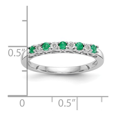 10K White Gold Emerald & Diamond Wedding Band – view 5