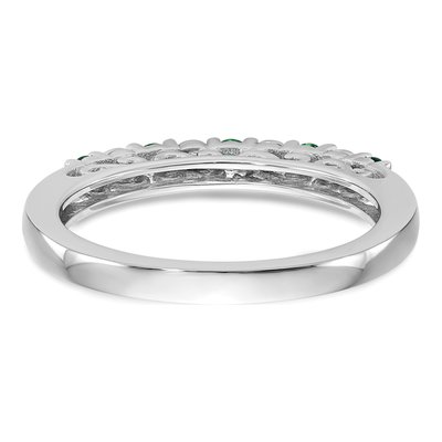10K White Gold Emerald & Diamond Wedding Band – view 7