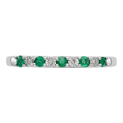 14K White Gold Emerald & Diamond Wedding Band – view 5