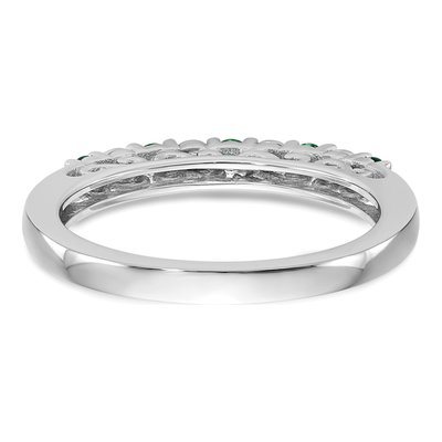 14K White Gold Emerald & Diamond Wedding Band – view 6