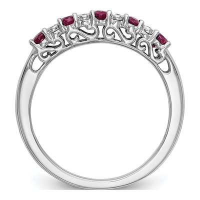 10K White Gold Ruby & Diamond Wedding Band – view 2