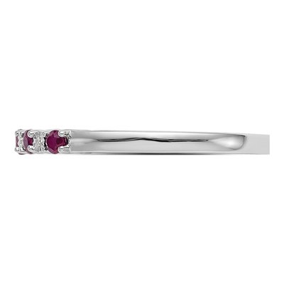 10K White Gold Ruby & Diamond Wedding Band – view 3