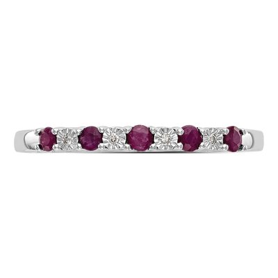 10K White Gold Ruby & Diamond Wedding Band – view 4