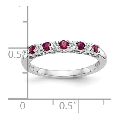 10K White Gold Ruby & Diamond Wedding Band – view 5