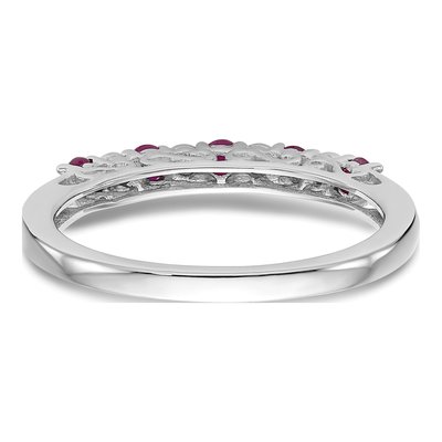 10K White Gold Ruby & Diamond Wedding Band – view 7