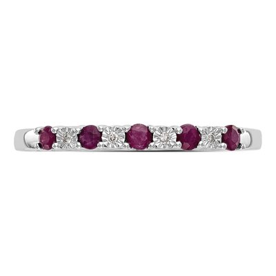14K White Gold Ruby & Diamond Wedding Band – view 5