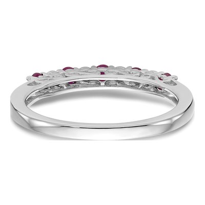 14K White Gold Ruby & Diamond Wedding Band – view 6