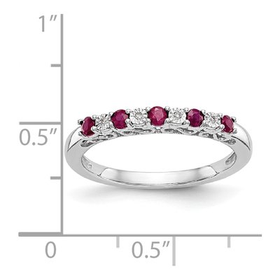 14K White Gold Ruby & Diamond Wedding Band – view 8