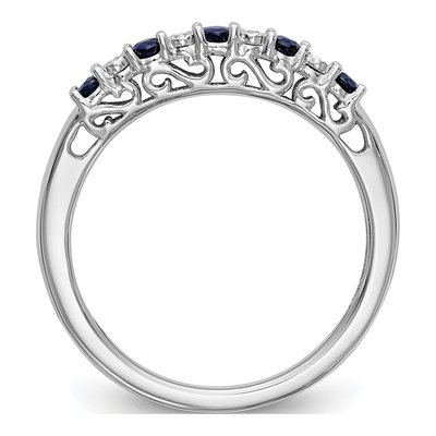 14K White Gold Sapphire & Diamond Wedding Band – view 3