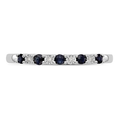 14K White Gold Sapphire & Diamond Wedding Band – view 5