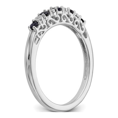 14K White Gold Sapphire & Diamond Wedding Band – view 7
