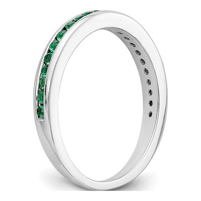14K White Gold Emerald Channel Wedding Band – view 6
