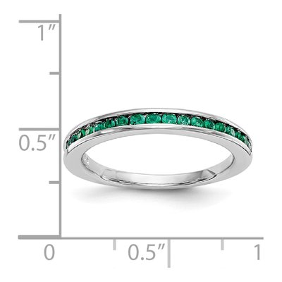 14K White Gold Emerald Channel Wedding Band – view 7