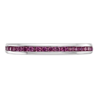 14K White Gold Ruby Channel Wedding Band – view 5
