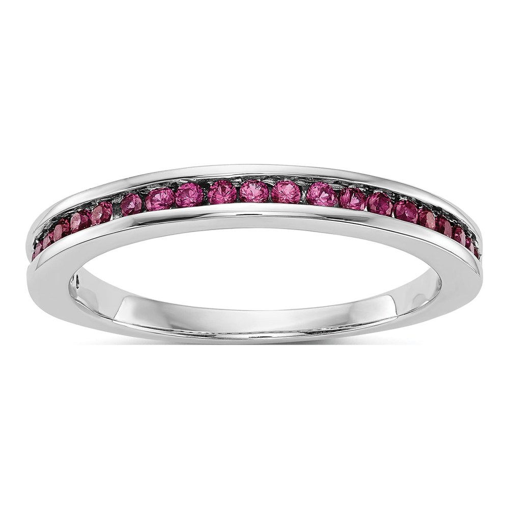 14K White Gold Ruby Channel Wedding Band