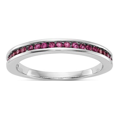14K White Gold Ruby Channel Wedding Band