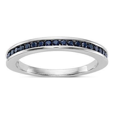 14K White Gold Sapphire Channel Wedding Band