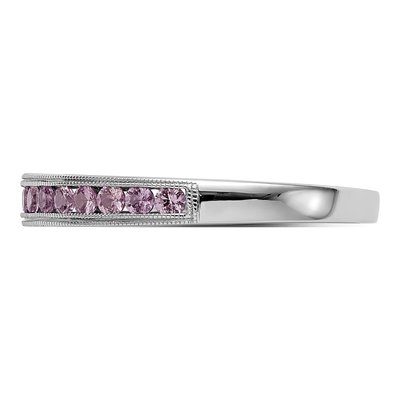 10K White Gold Pink Sapphire Channel Wedding Band – view 3