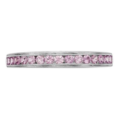 10K White Gold Pink Sapphire Channel Wedding Band – view 4