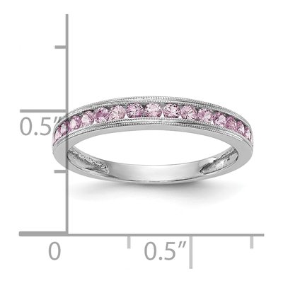 10K White Gold Pink Sapphire Channel Wedding Band – view 5