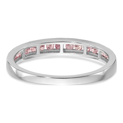 10K White Gold Pink Sapphire Channel Wedding Band – view 7