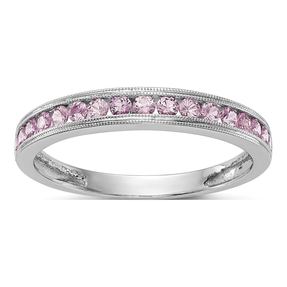 10K White Gold Pink Sapphire Channel Wedding Band