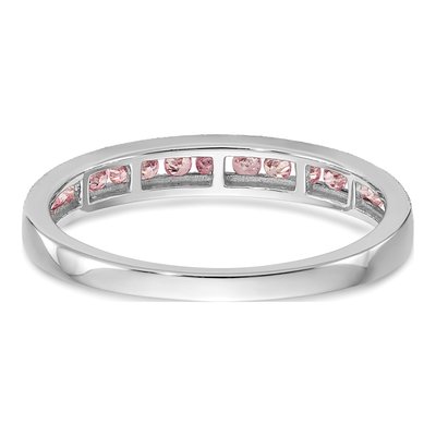 14K White Gold Pink Sapphire Channel Wedding Band – view 6