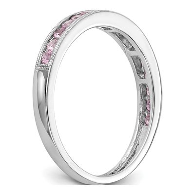 14K White Gold Pink Sapphire Channel Wedding Band – view 7
