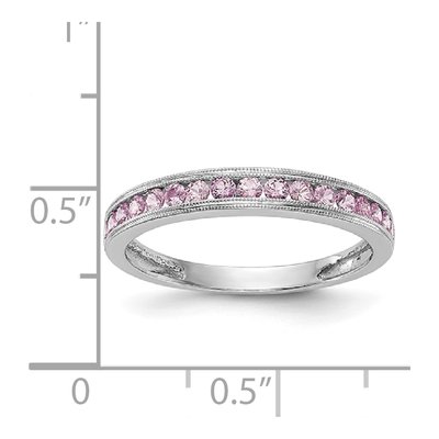 14K White Gold Pink Sapphire Channel Wedding Band – view 8