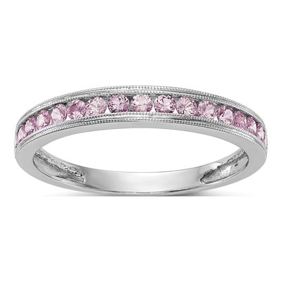 14K White Gold Pink Sapphire Channel Wedding Band