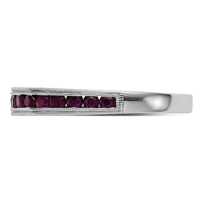 14K White Gold Ruby Channel Wedding Band – view 4