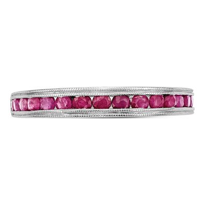 14K White Gold Ruby Channel Wedding Band – view 5