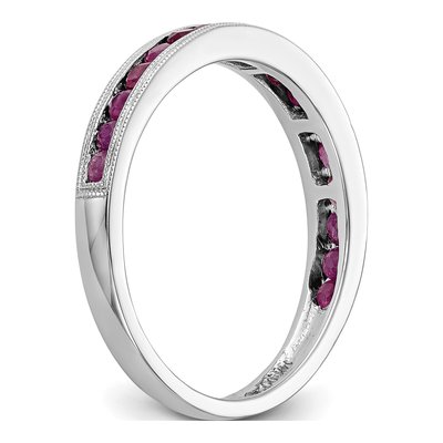 14K White Gold Ruby Channel Wedding Band – view 7