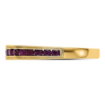 14K Yellow Gold Ruby Natural Channel Wedding Band – view 3